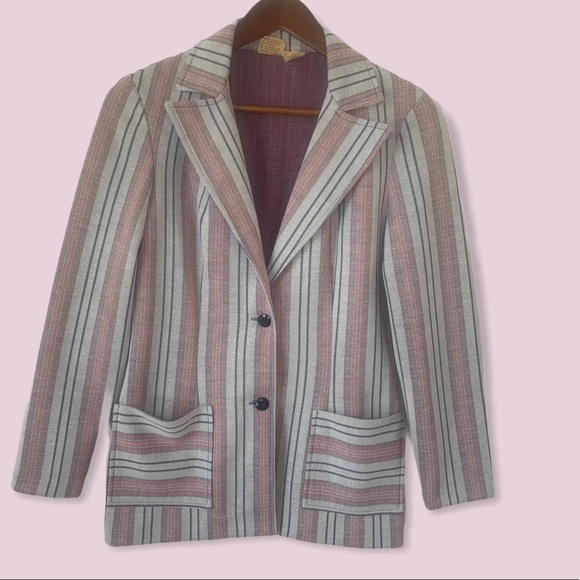Vintage Chic Striped Two Button Blazer KoKo Knits - Picture 1 of 10